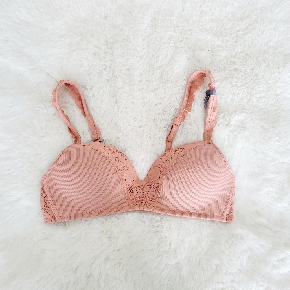 💫AERIE REAL HAPPY WIRELESS PUSH UP RETRO LACE BRA SIZE 34B - Picture 7 of 10